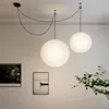 Nordic Wabi Sabi Wind Round Rice Paper Led Pendant Lights Living Dining Room Bedroom Loft Restaurant Bar Home Decor Chandelier 3