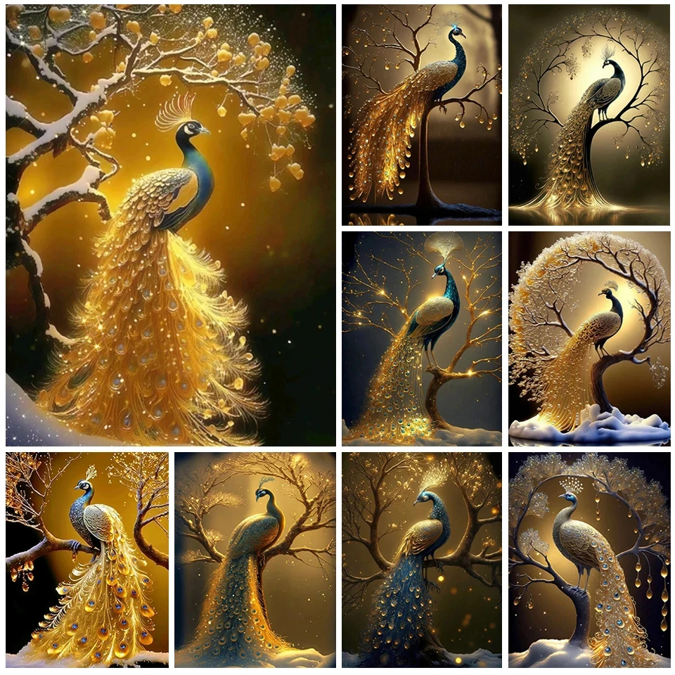

DIY Golden Peacock Diamond Painting New Collection 2024 Diamond Embroidery Full Square Round Drill Wall Decor Home Decor Arts