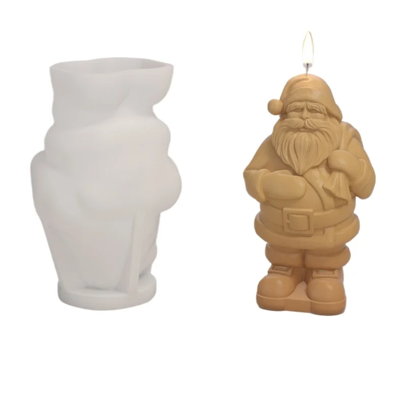 Aromatherapy candle mold silicone mold silicone candle molds silicone candle mold candle mold Back Gift Santa Silicone Candle Mold 3d Santa Statue Crafts Plaster Resin Making Tools Christmas Party Decorating Supplies