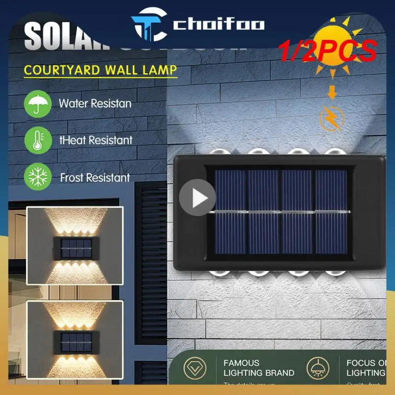 

Уличная настенная лампа на солнечной батарее, водонепроницаемый Светильник направленного света для сада, улицы, ландшафта, балкона, уличное освещение, 1/2 шт.