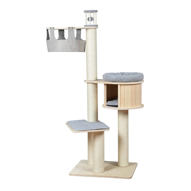 

Cat Furniture Club House Condo Perch Playground Rotatable Clean Big Self Rotating Gym for Cats Tree