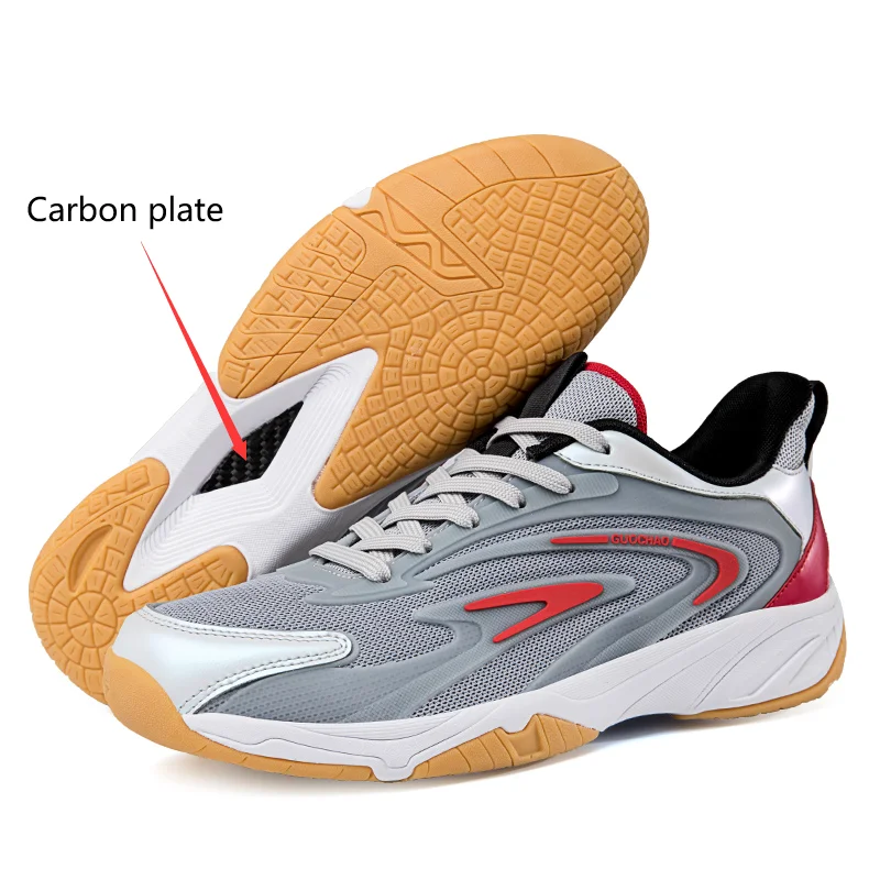 

New Carbon plate badminton training Men's breathable tennis shoes Non slip badminton shoes Table tennis shoes Fluorescence 38-46