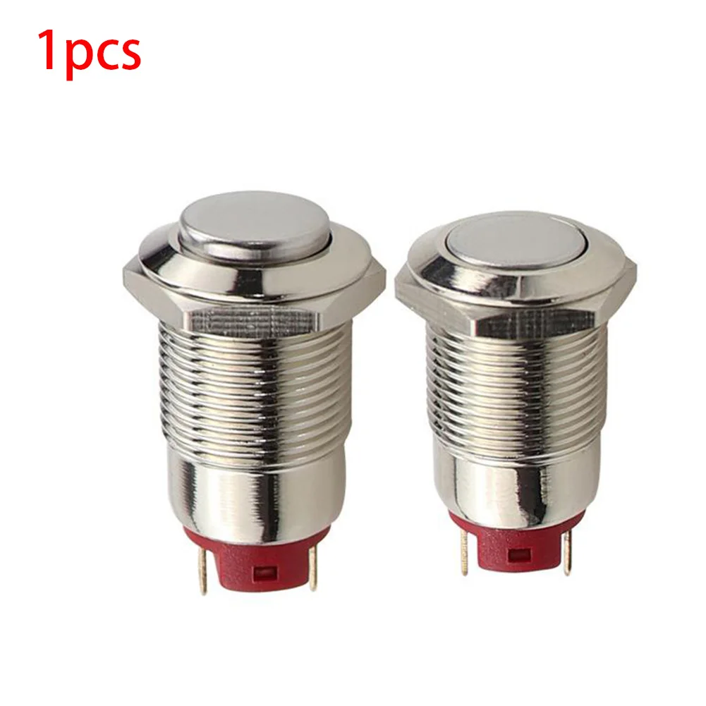 Button Switch Push Button Switch Waterproof Power Self-reset/self-locking Self-resetting Flat Head 2 Feet Practical 2 pcs 16mm button switch stainless steel flat head self reset 5 pin button push button switch