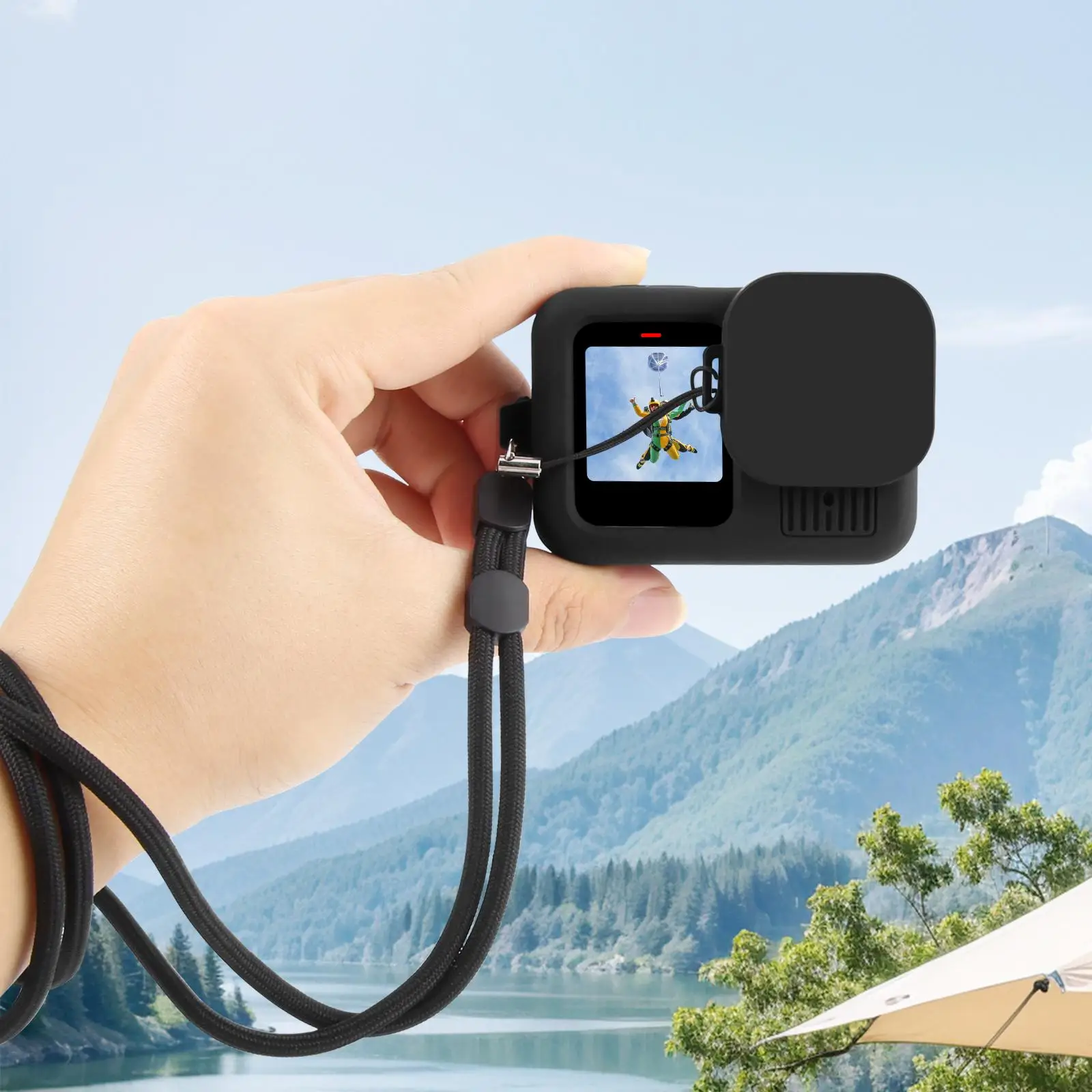 GoPro HERO13 Black용 PULUZ 실리콘 보호 케이스 커버 (손목 스트랩 및 렌즈 커버 포함)