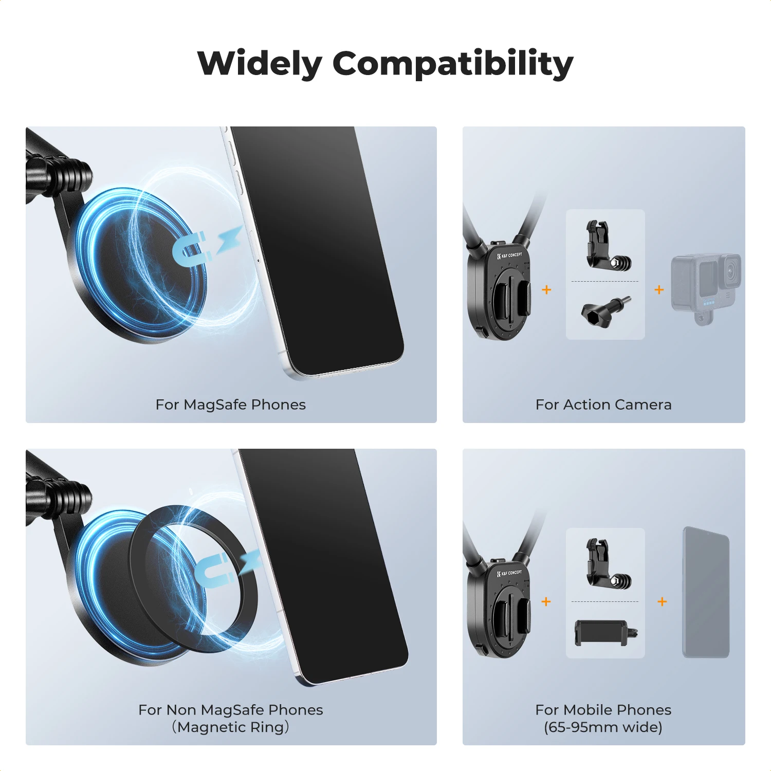 K&F Concept Magnetic Neck Phones Mount for Recording POV/Vlog Video Filming Magnetic Phone Chest Mount for GoPro DJI Neck Holder