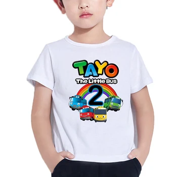 어린이용 생일 번호 인쇄 티셔츠, 귀여운 Tayo The Little Bus, 소년 및 소녀, 재미있는 선물, 선물, 어린이 의류, 1-9