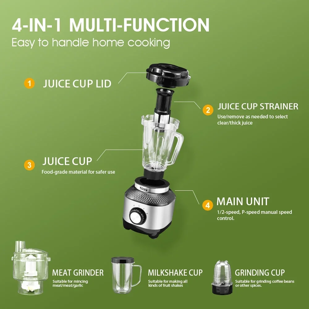 Home Kitchen Small Juicer Multifunctional 6-in-1 Blender for Mixing Food, Milkshakes and Smoothies, Etc 6
