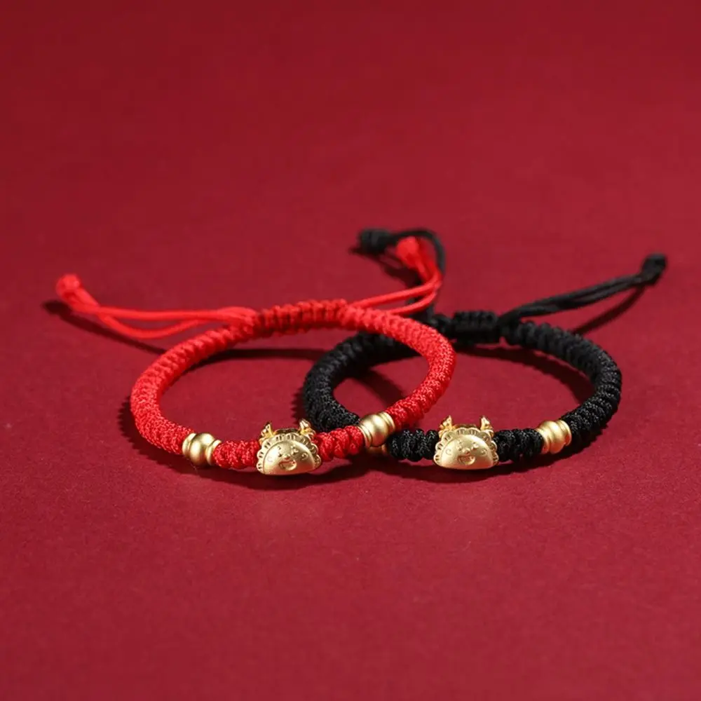 2024 Dragon Year Bracciale Golden Zodiac Dumpling Dragon Lucky Dragon Gnocco Al Vapore Red Rope Attira Il Braccialetto Della Fortuna