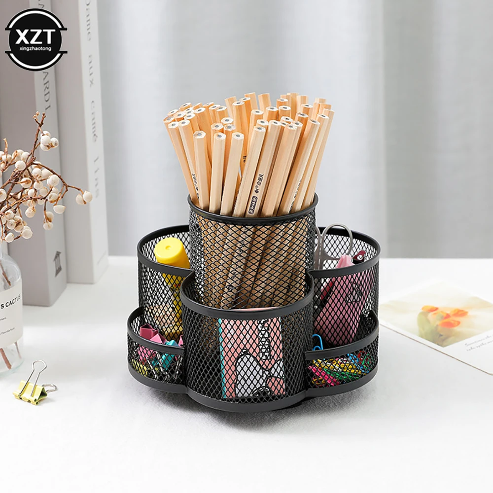 360 Degree Rotating Holder 7 Compartments Large Capacity Storage Organizer For School Home Office