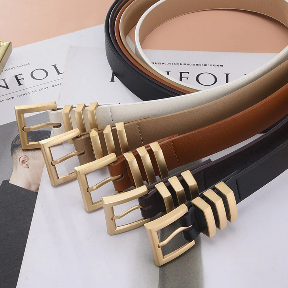 

Hot Selling Punk Leather Belt Alloy Pin Buckle Adjustable Waist Strap Solid Thin Waist Belt Jeans Casual Dress Waistband Simple