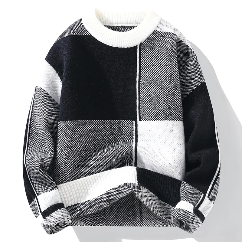 

Men's Long Sleeve Color Block Knitted Sweater - Stylish Fashion for All Seasons