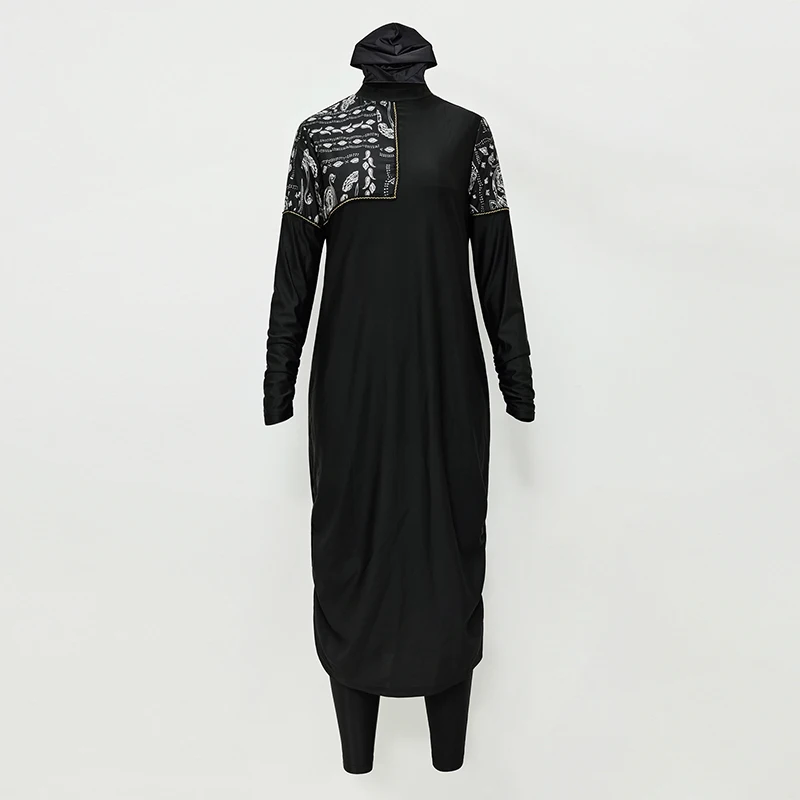 2022 New Arrival Stylish Muslim Swimwear 3 Piece Long Robe Swimming Hijab Suit Muslimah Hijab Swimsuit Islamic Swimwear