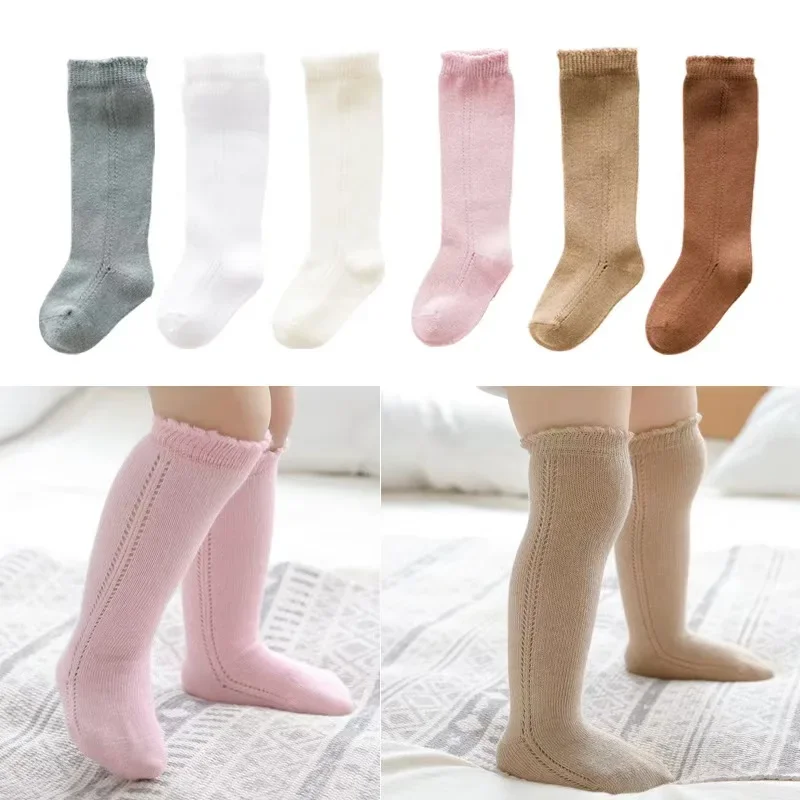Cotton Baby Knee Socks White Boys Girls Elegance Baby Socks Long Tube Kids Children Spanish Style kniekousen meisje Knee High 3