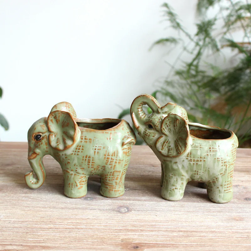 

Ceramic Multi-meat Pot Wholesale Creative Elephant Multi-meat Pot Flower Girl Basket for Wedding Desktop Flower Decorative