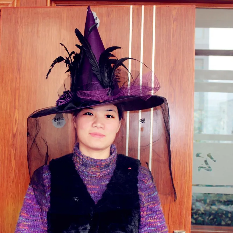 Halloween Witch Hat Black and White Witch Hat Shaped Attention-grabbing Make Up Wired Cosplay Costume Accessories Festive