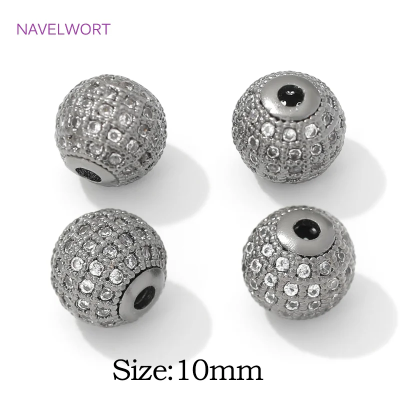 Runde Abstandsperlen aus 18 Karat vergoldetem Messing mit losen Zirkonperlen für die Schmuckherstellung, Trenner für Perlen, DIY-Armbandzubehör – Detail 37