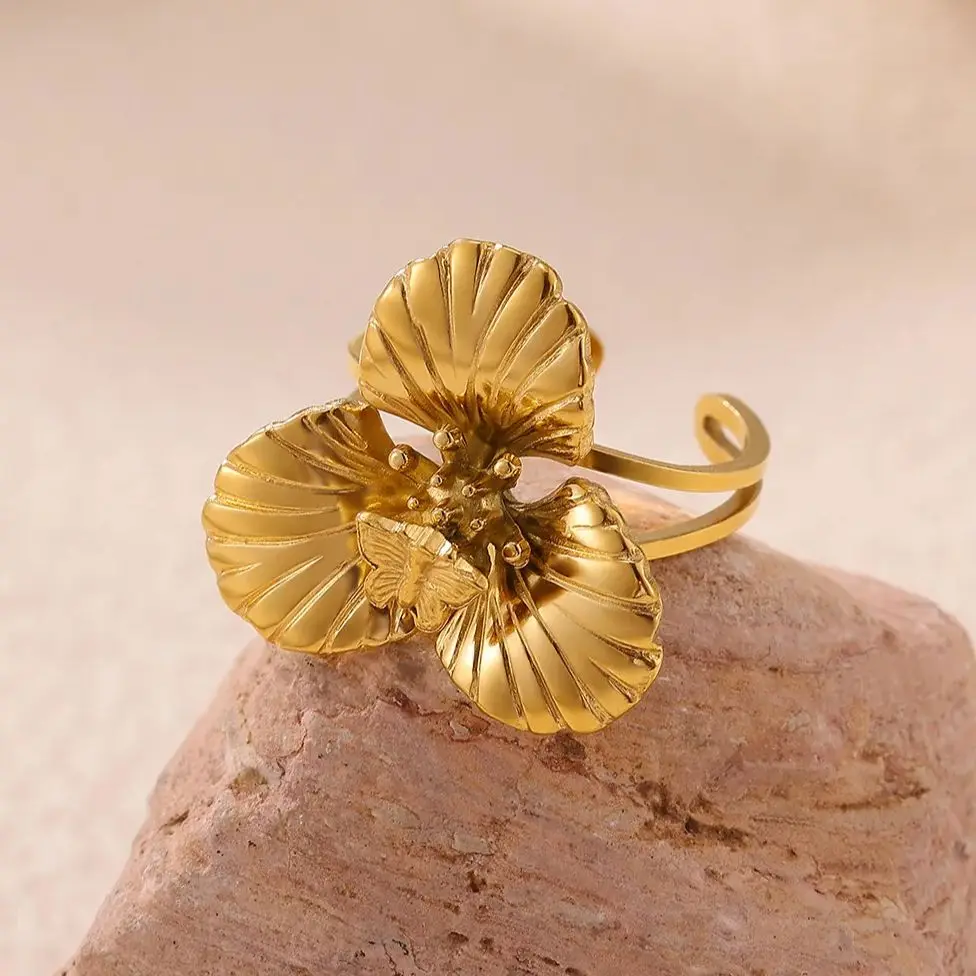 Butterfly Fashion Rings For Women Stainless Steel Adjustable