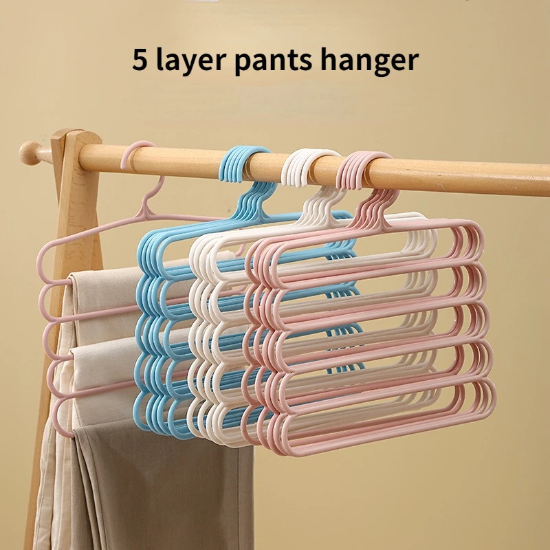 Clothes Hangers Trousers Hangers Holders Closet Storage Organizers 5 Layers Pants Towel Scarfs Racks Storage Organization clothes hanger clothes rack pants rack storage hanger trousers clip clothing storage