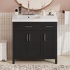 36" Black Bathroom Vanity Cabinet with Resin Integrated Sink - 2 Drawers, 3 Doors 2