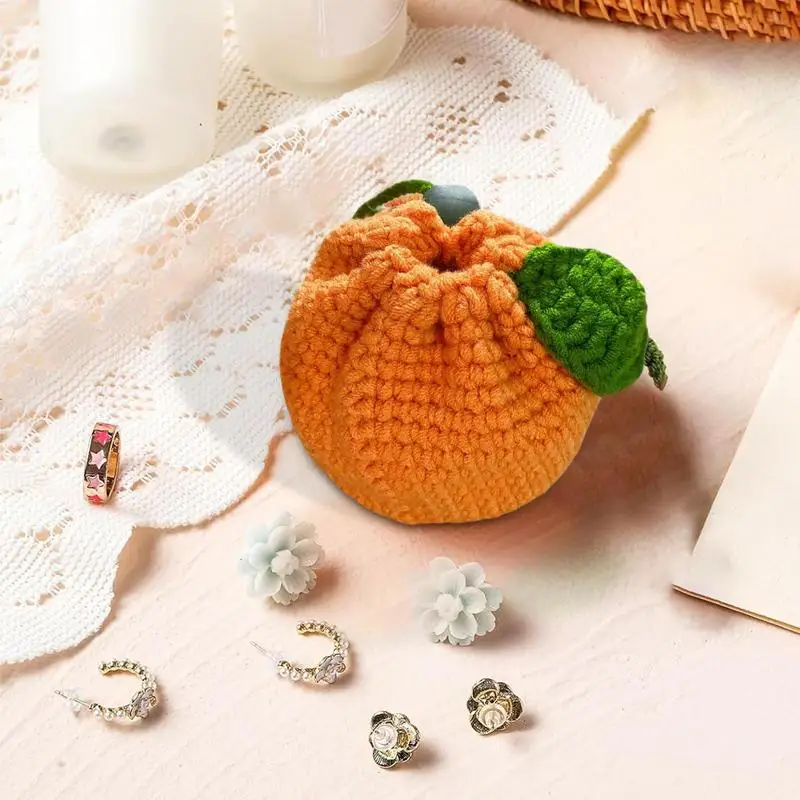 Bolso de mandarina con cordón, cartera bonita de ganchillo