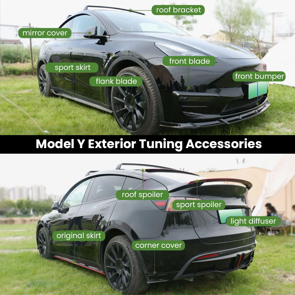Modell Y Carbon Fiber Hinten Diffusor Lip Spoiler Mit LED Bremsleuchten für Tesla  Modell Y Auto körper kit - AliExpress