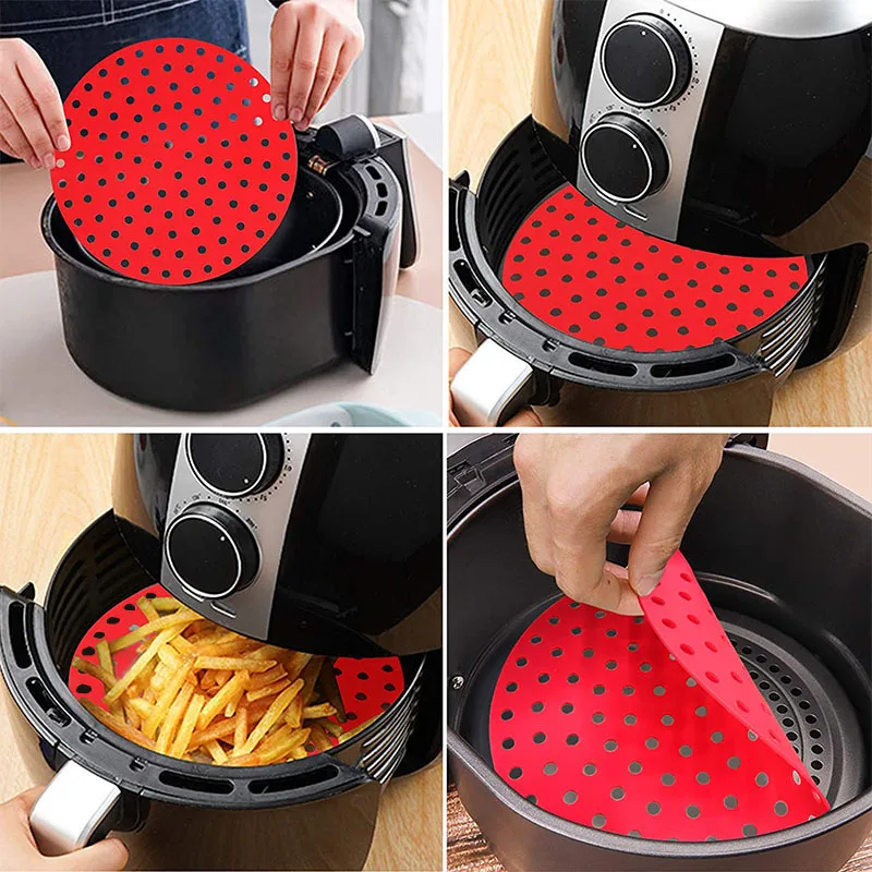 Silicone Air Fryer Liner Non-Stick Steamer Pad Air Fryer Accessory Kitchen  Baking Liner Cooking Utensils Air Fryer Baking Paper