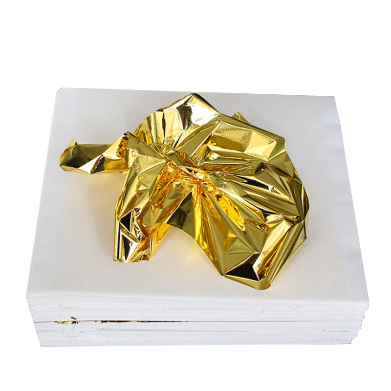 100Pcs Imitation Gold Sliver Copper Foil Papers Leaf Flake Gilding Sheets For Nail Wedding Party Home Decor DIY Art Crafts Paper craft paper gold leaf paper handmade craft paper diy craft materials handmade paper imitation foil paper imitation gold leaf sheets foil paper