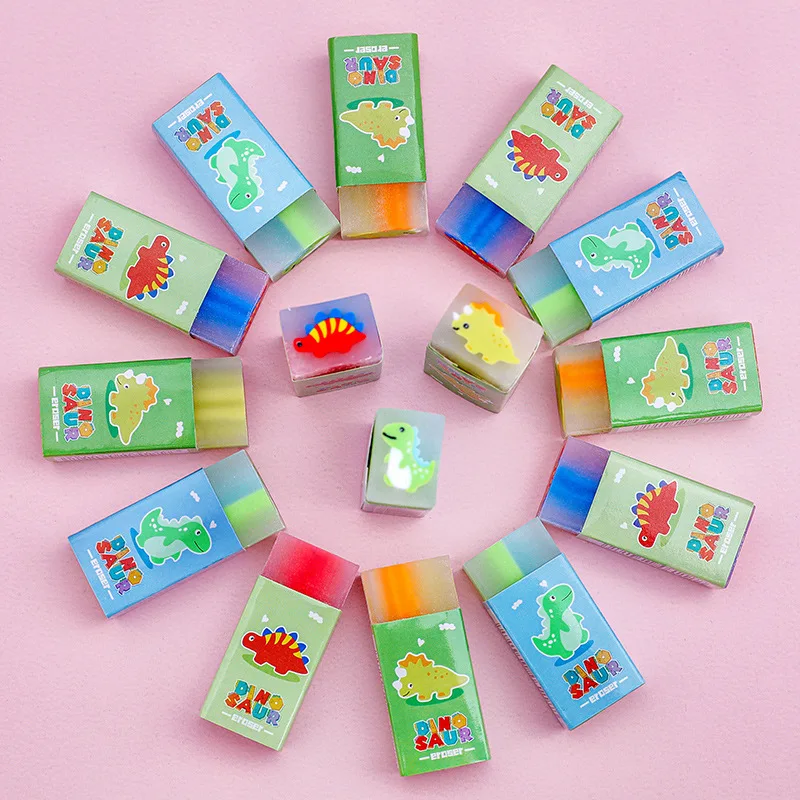 10Pcs Cartoon Dinosaur Theme Painting Erasers for Kids Birthday Party Favors Back To School Stationery Gift Pinata Fillers
