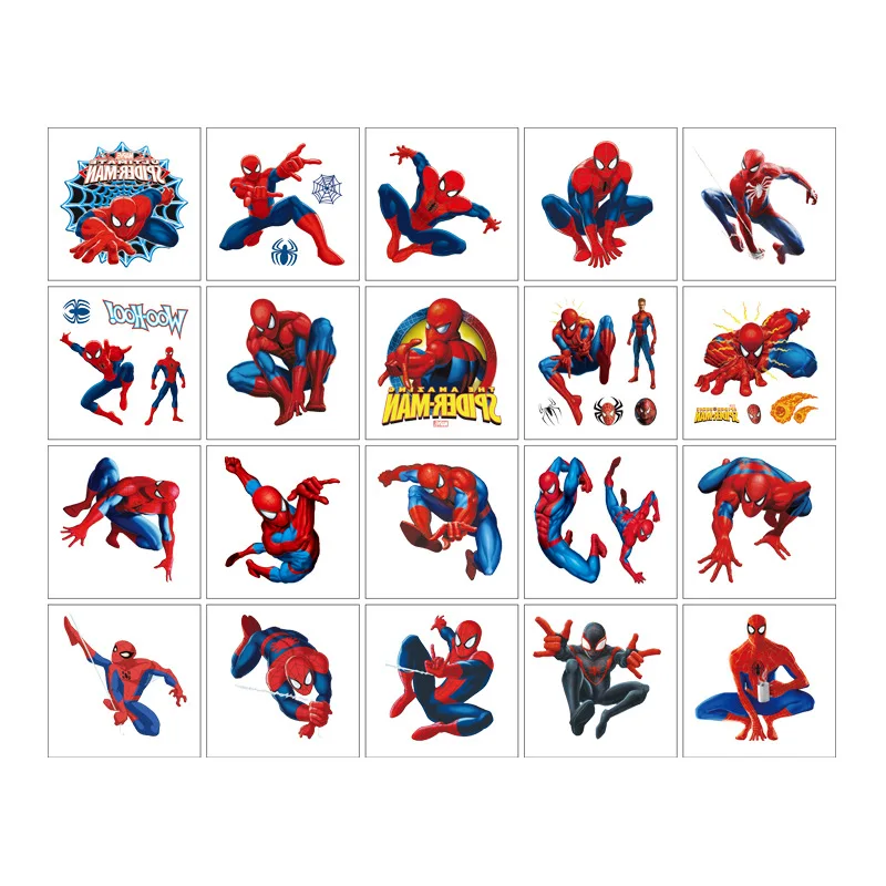 20Pcs/set Marvel Spider Man Tattoo Stickers Princess Cartoon Tattoo For Kids Birthday Gift Fake Children Body Art Tattoos Toys 4