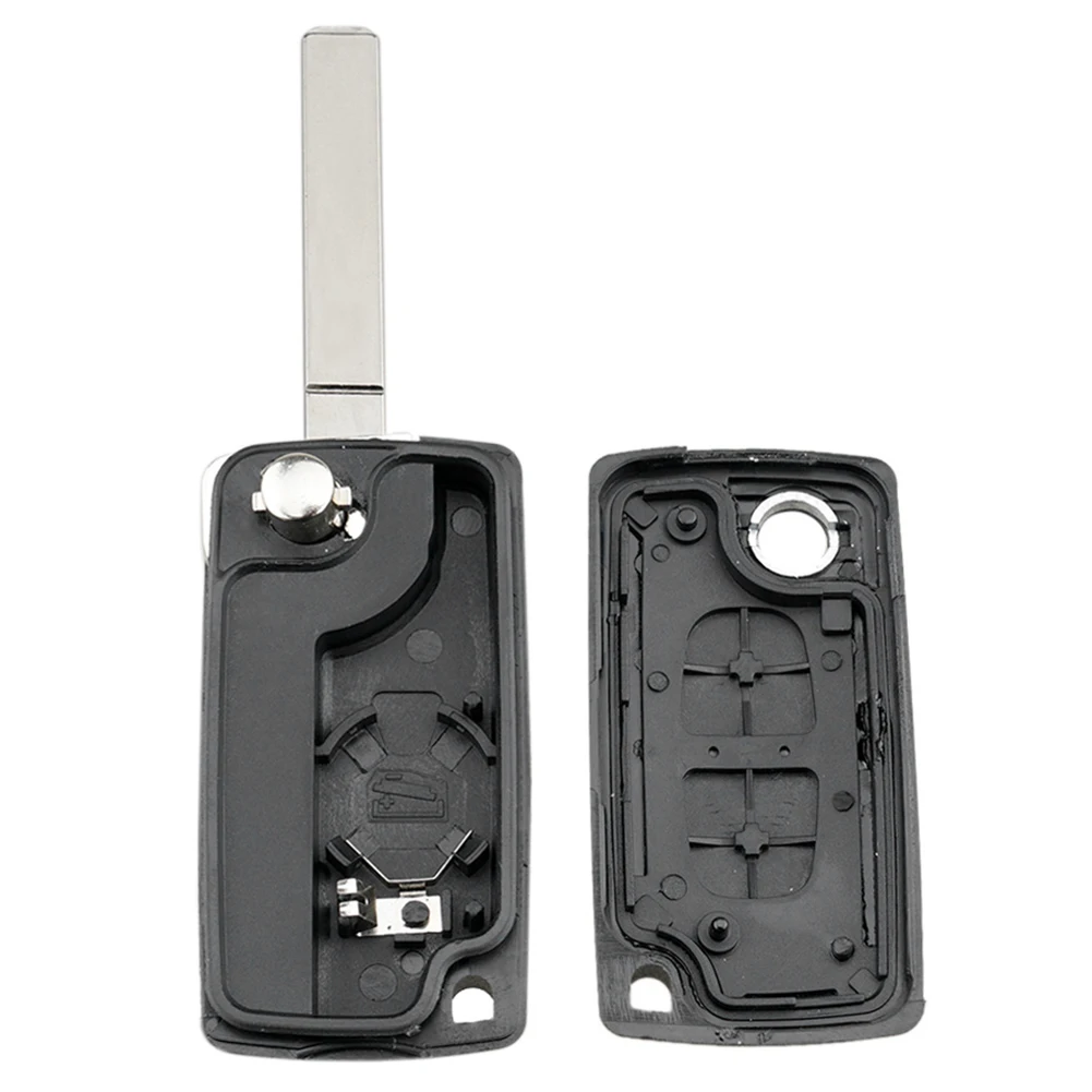 2 Buttons Flip Folding Key Case Replacement Flip Folding Remote Car Key Shell Black ABS for Peugeot 207 307 Car Accessories