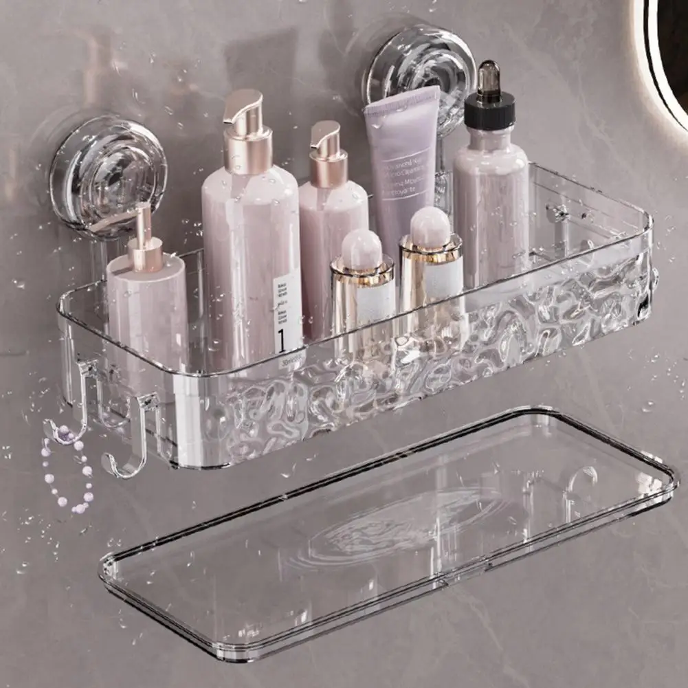 Suction Cup Storage Rack Kitchen Organizer Strong Load-bearing No Drilling Easy Install Wall-Mounted Triangular Bathroom Shower