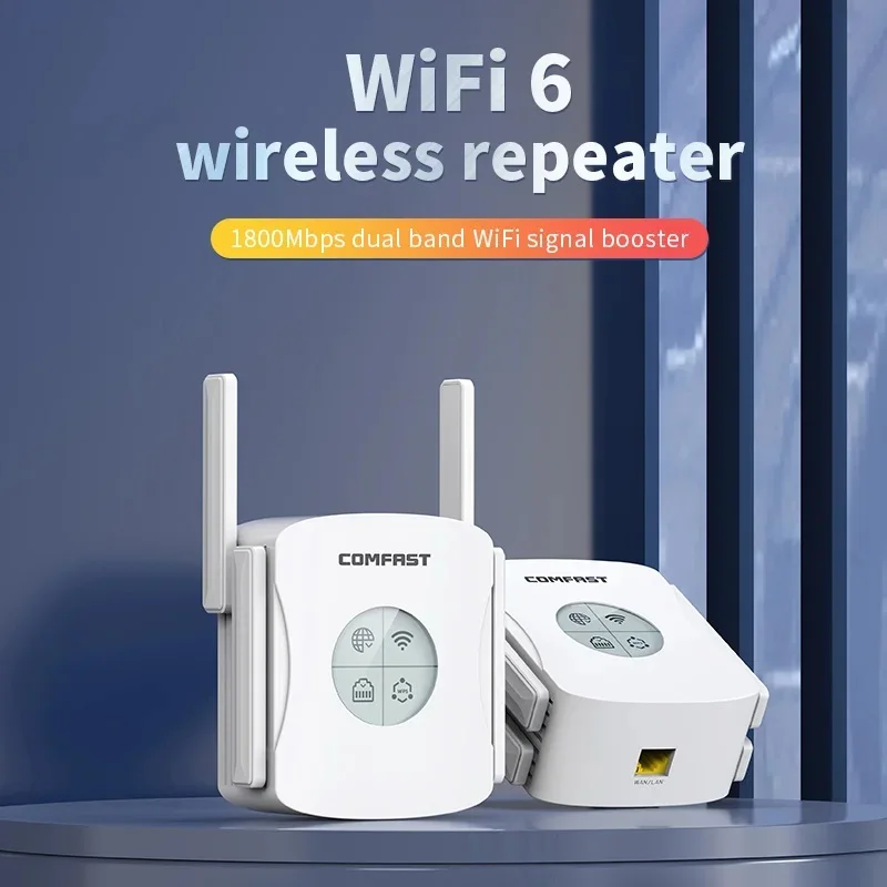 

Ретранслятор WiFi6, 2,4 ГГц и 5 ГГц, 1800 Мбит/с