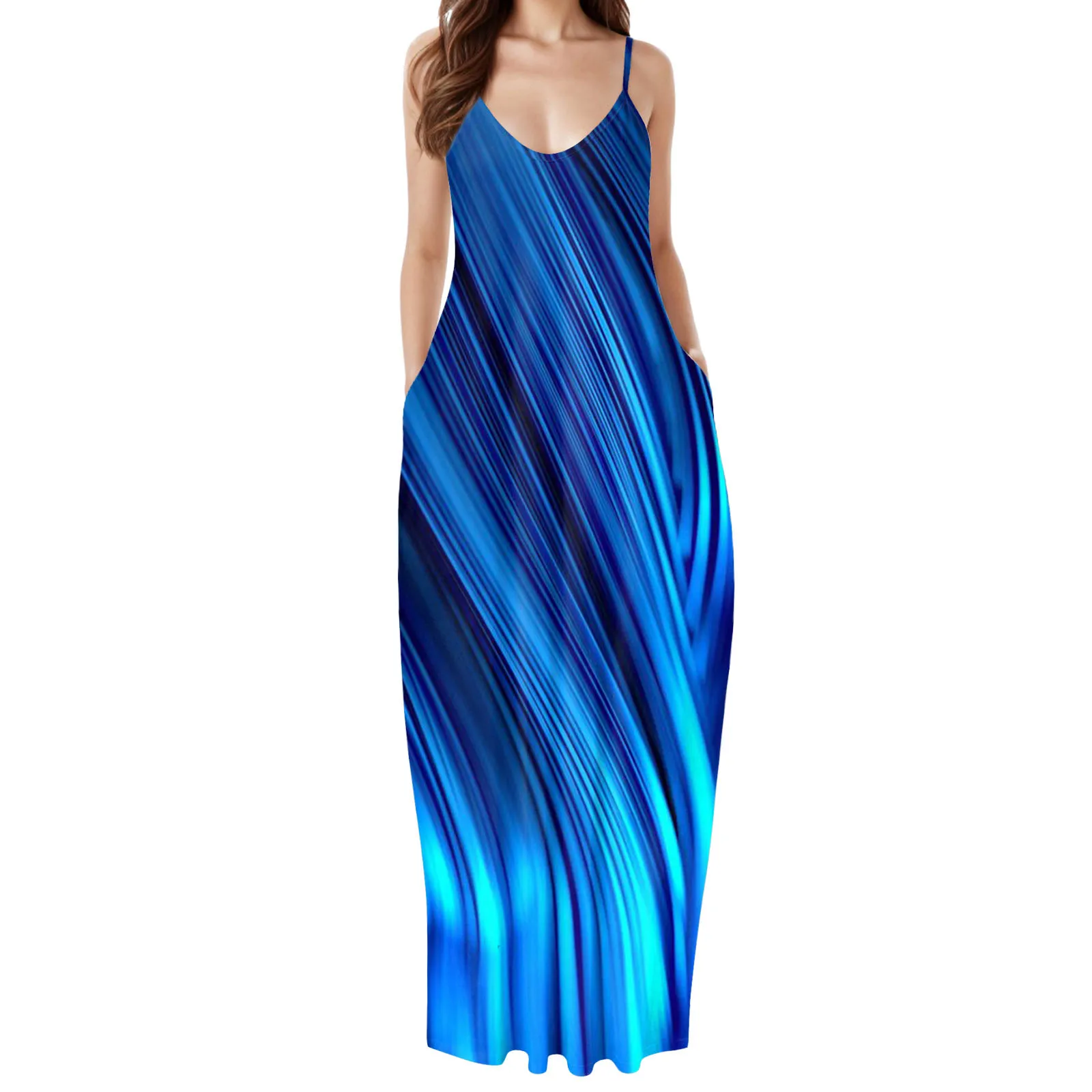

Short Dresses Women Casual Women Comfortable Dress Long Maxi V Neck Loose Sleeveless Print Dress Work Dresses for Women Office