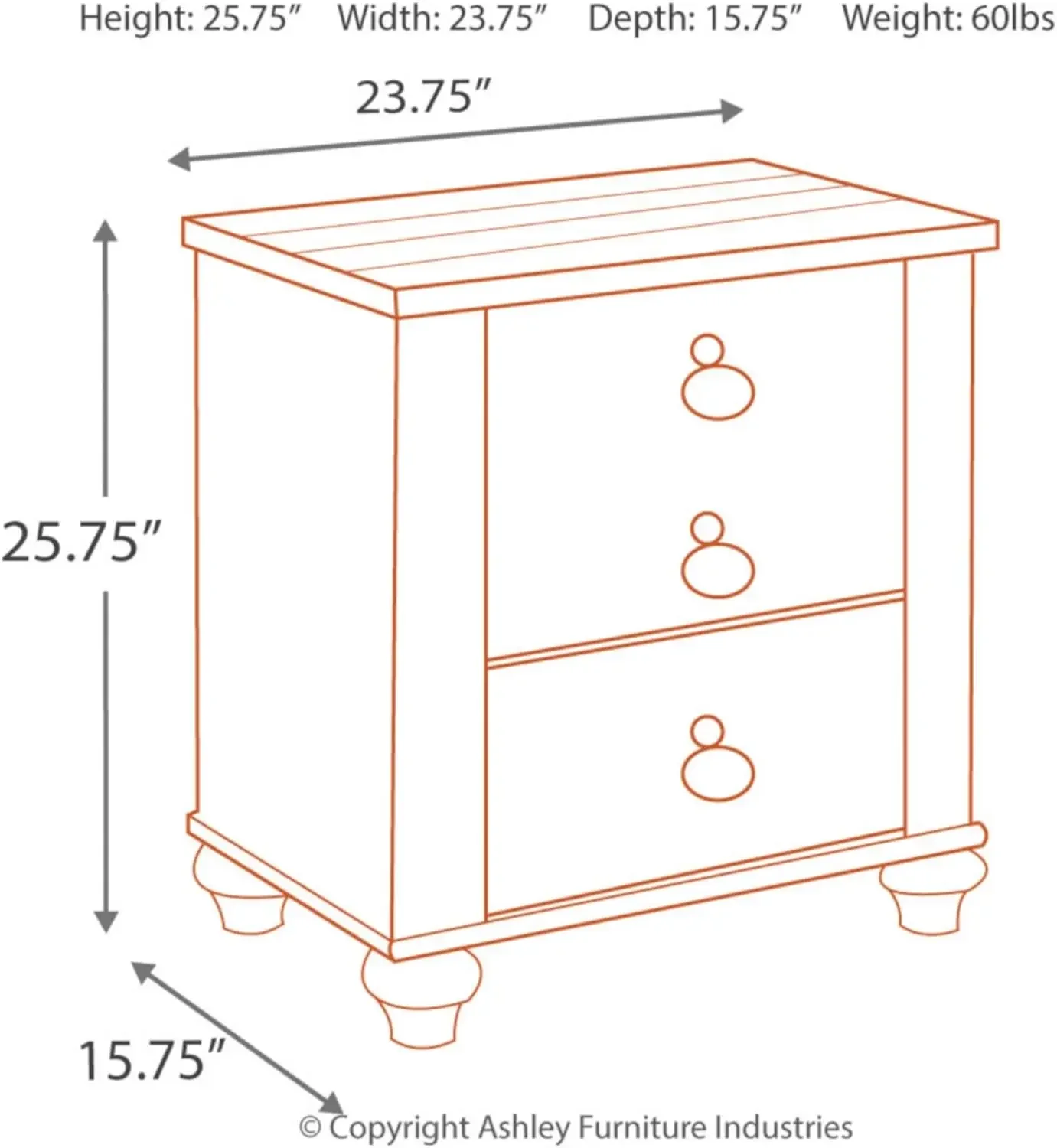 Signature Design by Ashley Willowton Farmhouse 2 Drawer Nightstand with USB Charging Ports, Whitewash 3