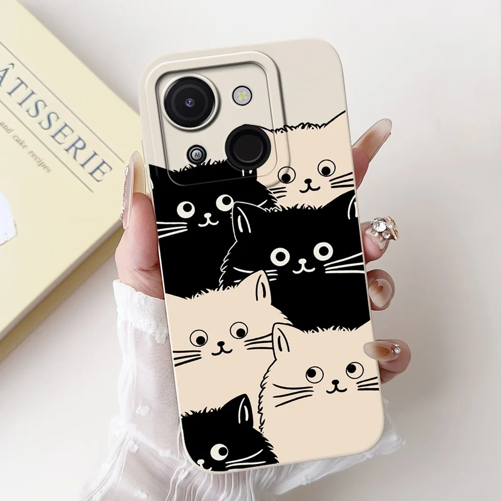 Cute Cat & Floral Silicone Phone Case - Stylish Protective Bumper