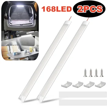 2PCS Car Trunk Camping Light 168LED Car Interior Lighting Ceiling Roof LED Bar 12V-85V Motorhome Van Lorry Truck Interior Lights 1