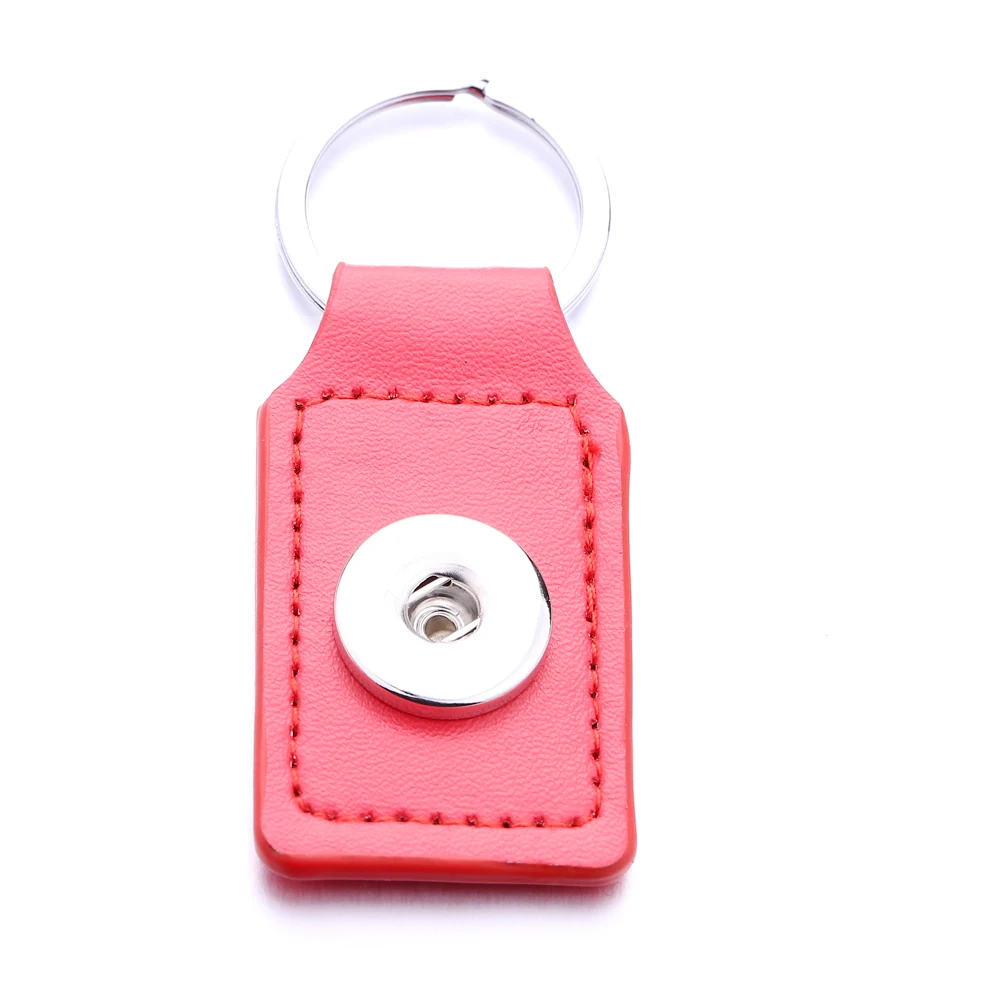 15pcs Snap Key Chain For Keyring Women PU Leather Keychain Bag Pendant Fit 18/20mm Button Snap Jewelry