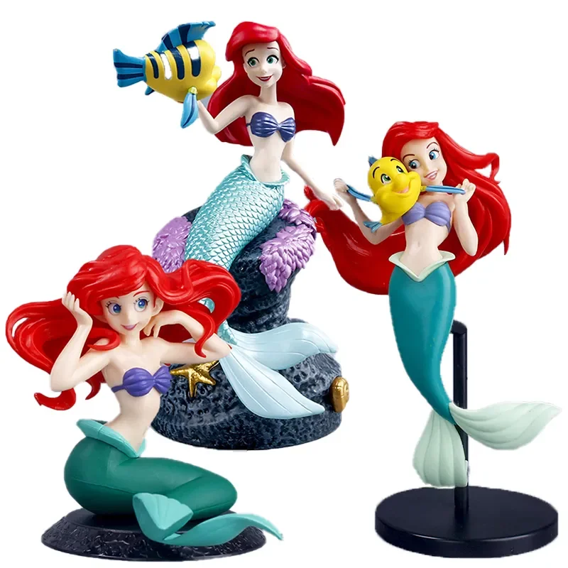Disney Mermaid Ariel Figure Model Beauty Fish Princess Anime Collection Model Toy Pvc Action Figure Car Cake Decoration Kid