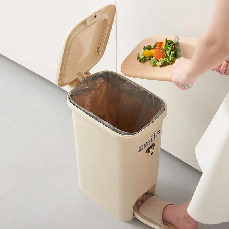 UFORU Trash can household kitchen new living room  toilet with lid large capacity high appearance level foot on paper basket 3