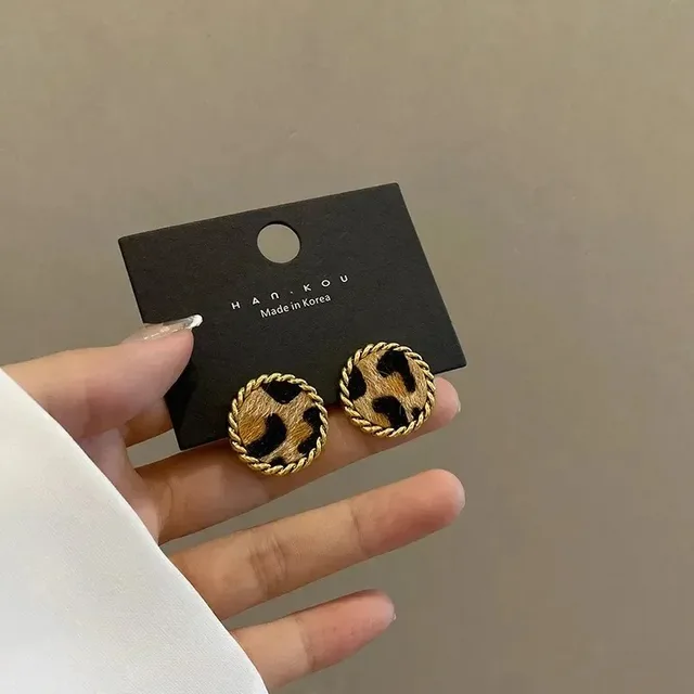 Autumn Winter Models Leopard Print Plush Earrings Female Korean Temperament Fashion Cold Wind Retro Earrings Jewelry Wholesale 6