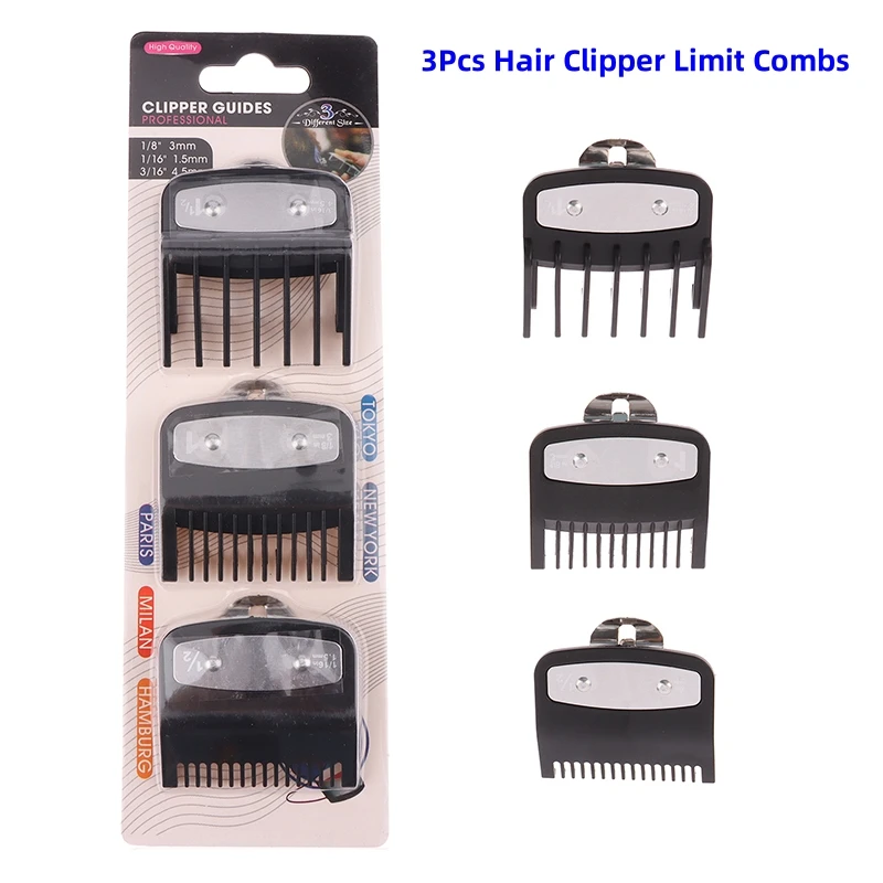 

3Pcs Hair Clipper Guards Guide Combs Trimmer Cutting Guides Styling Tools Attachment Compatible 1.5mm 3mm 4.5mm