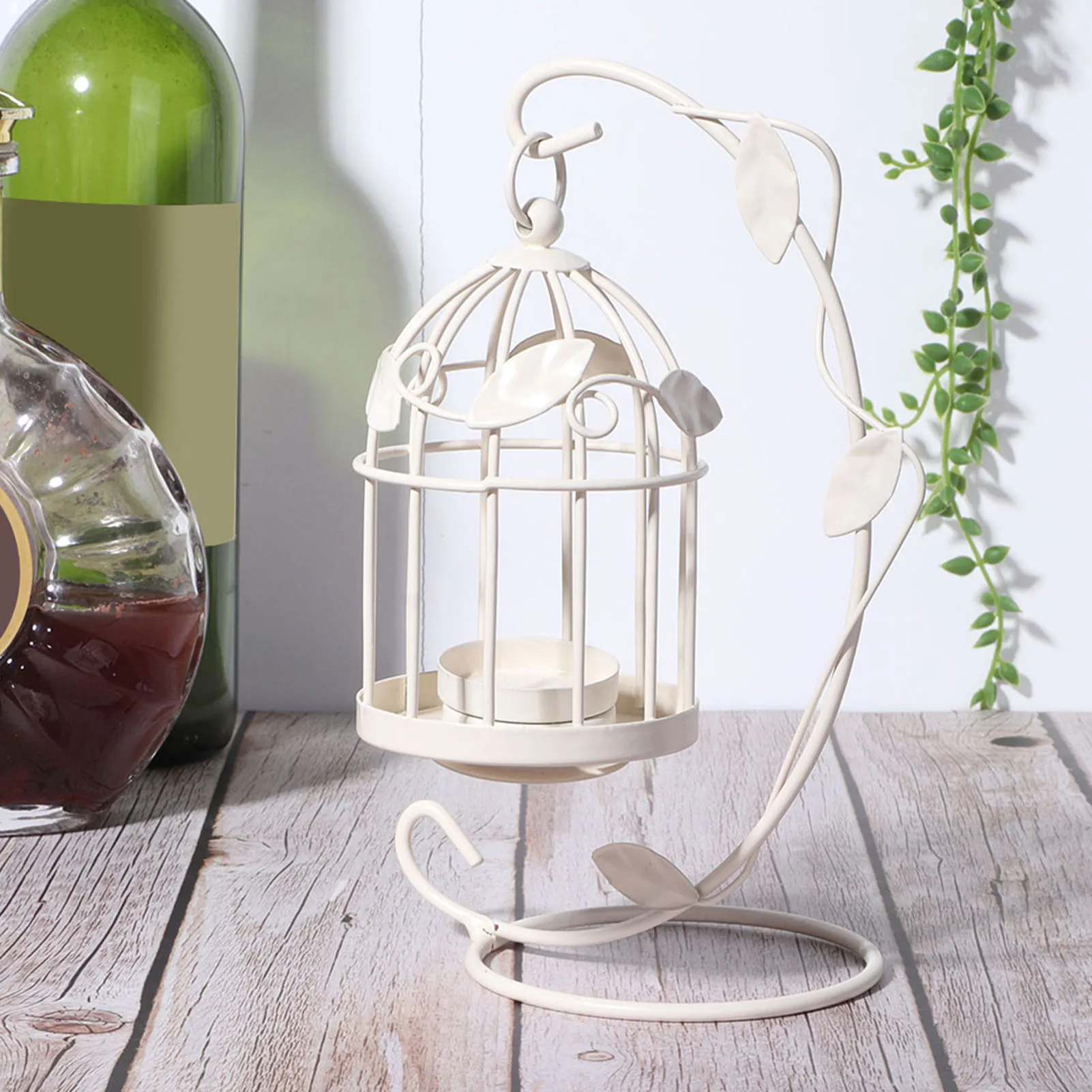 Iron Candle Holder Innovative Leaves Hollow out Cage Shaped Hanging Candlestick Decoration for Home Coffee Shop Hotel candle holders