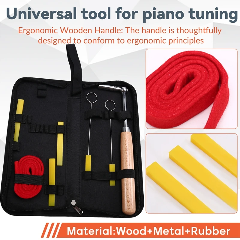 M15K-Piano Tuning Kit, Piano Tuning Tools With Carry Case, Piano Hammer And Mute Set, Wrench