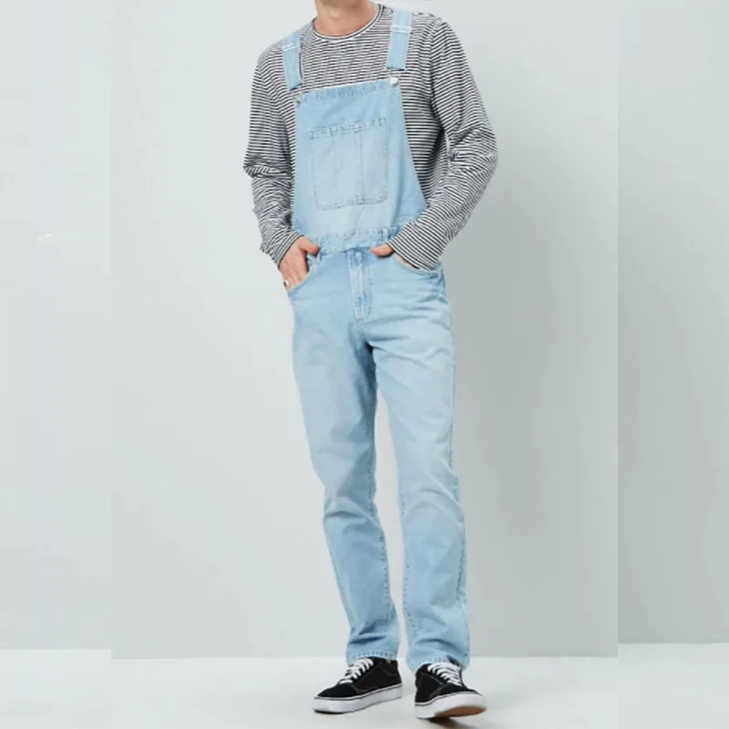 Men's Jeans Suspenders New High Street Denim Jumpsuit Spring and Autumn Full Length Overalls Male Bibs Cargo Pants