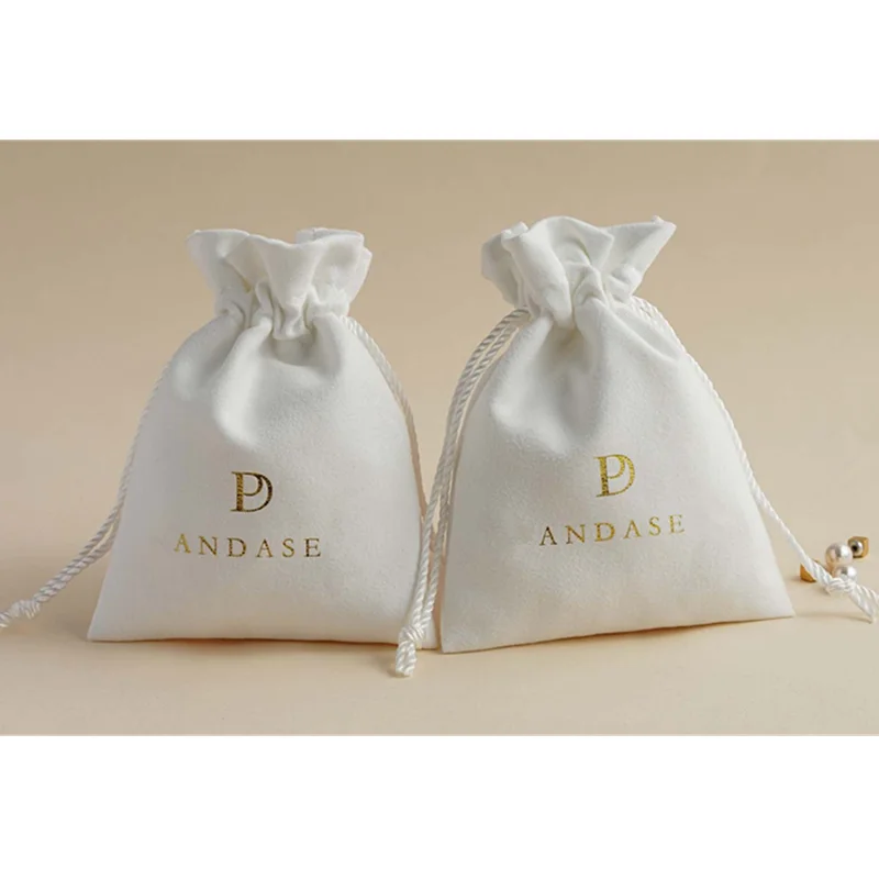 

100 custom deboss logo print drawstring bags custom jewelry packaging bags pouches skincare favor bags velvet earring package