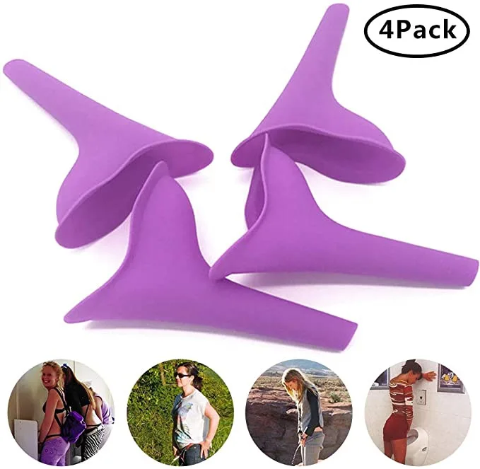 4Pack Portable Outdoor Women Urinal Tool Foldable Female Urinal Soft
