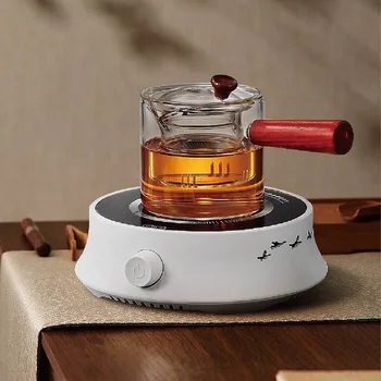 220V Electric Pottery Stove Tea Stove Mini Home Waterproof Silent Water-Boiling Electric Stove Tea Maker Iron Glass Pot 800W 1