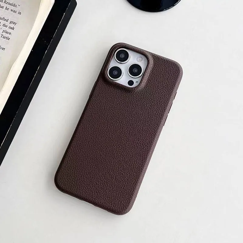 Elegant Candy Color Leather Texture Phone Case - Premium Silicone Soft Matte Cover