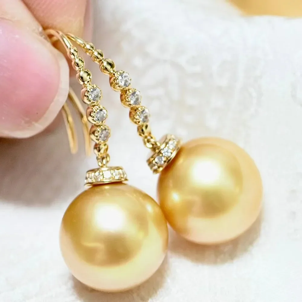 

DIY Pearl Accessories G18K Gold Earring Empty Holder Fashionable Gold Ear Line Earring Holder Fit 10-15mm Circle G309