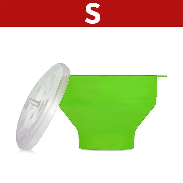 Silicone Collapsible Popcorn Maker Bowl with Lid - BPA Free & Dishwasher Safe
